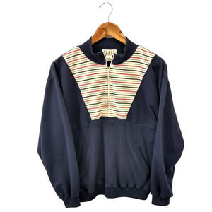 Vintage Women's 1/4 Zip Sweatshirt Navy Medium Sporty Retro 70s 80s